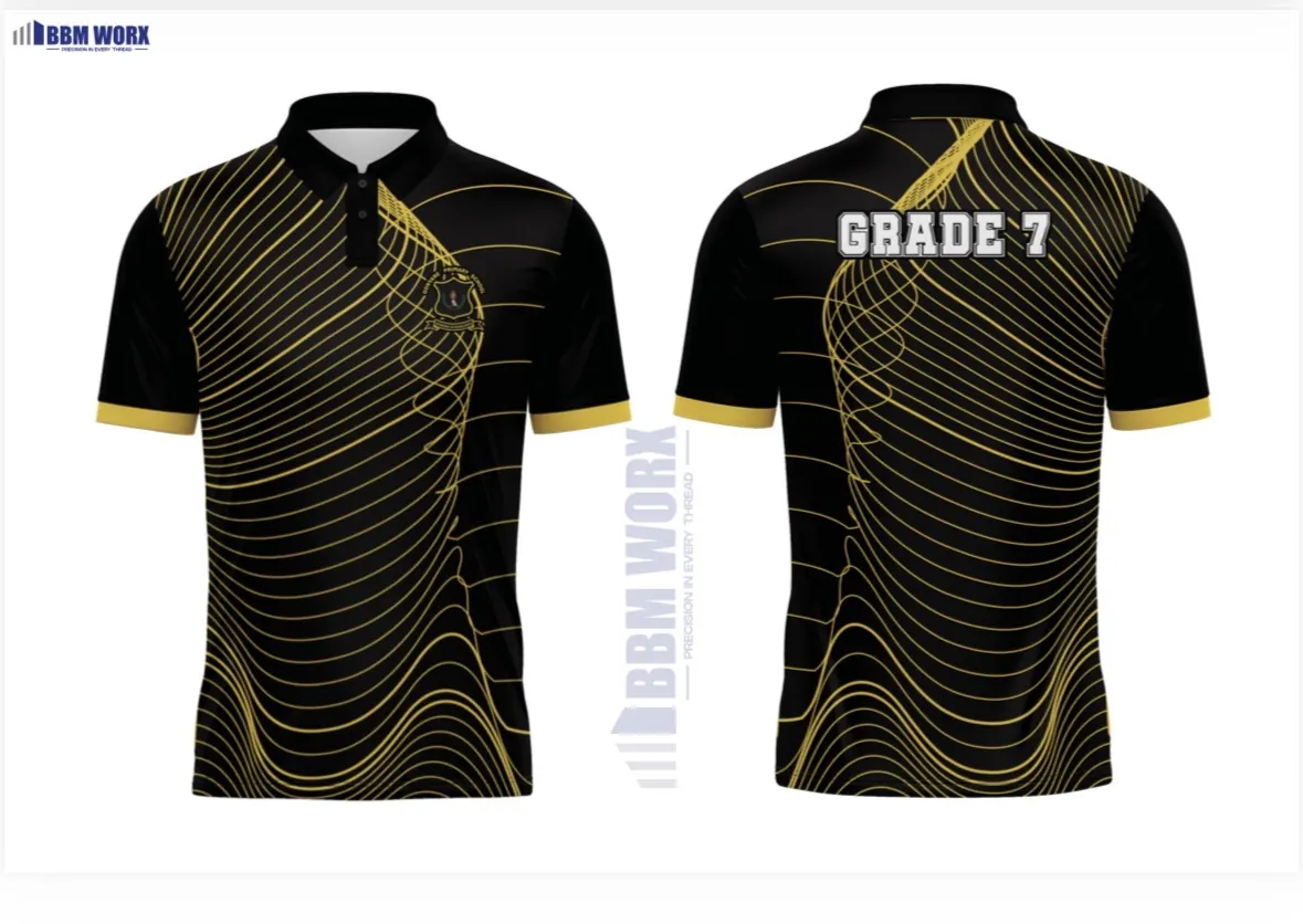 Custom black and gold Grade 7 sublimated sports polo design