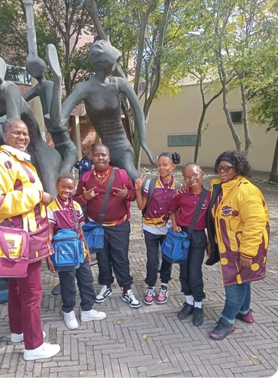 Learners in their donated uniforms